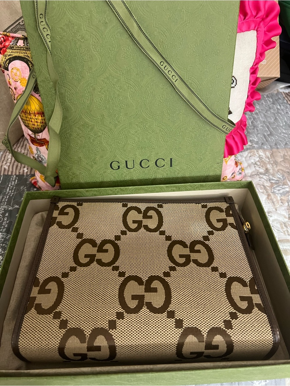 Gucci Beige and Brown GG Canvas Pouch - Picture 13 of 15